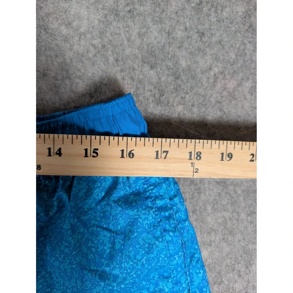 Nike Mens Blue Abstract Print Swim Trunks Mesh Lined Elastic Waist Shorts